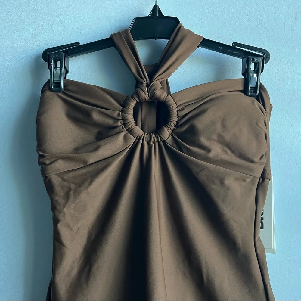 DKNY Women’s Brown One-Piece Halterneck Swimsuit - Picture 4 of 11